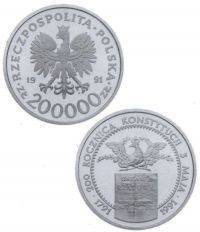 200000 złotych - 200. rocznica Konstytucji 3 Maja
